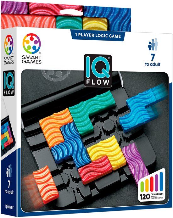 SmartGames IQ Flow - Logisch Denkspel & Reisspel - 120 Opdrachten met Schuifmechanisme - Educatief Solospel - Vanaf 7 Jaar