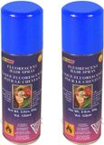 Rubies Haarverf/spray - 2x - neon blauw - spuitbus - 125 ml - Carnaval