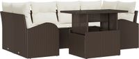 vidaXL - Tuinbank - Set - 7-delig - Bruin - Polyrattan