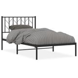 VidaXL Bedframe met hoofdbord Metaal Zwart 150x200 cm