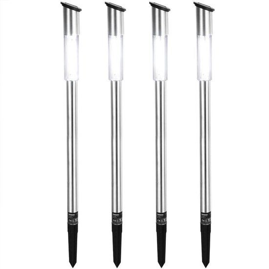 Deuba LED Solar Tuinverlichting - 4 stuks - Zonne-energie - Fakkel Steker - Zilver