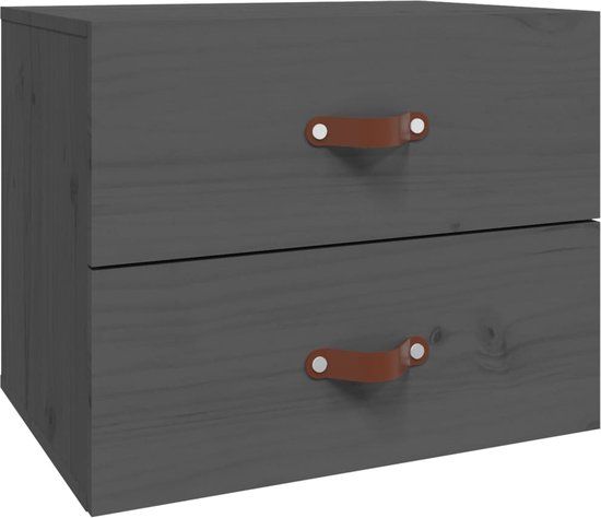 vidaXL Nachtkastje wandgemonteerd 50x36x40 cm grijs