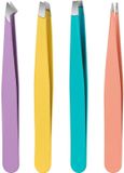 Merkloos / Sans marque Vinatio Handels GmbH 4-pack - Set wenkbrauwpincetten van roestvrij staal - Wimperextensions - Wenkbrauwpincetten - Make-uptools voor vrouwen en meisjes (multi-color)