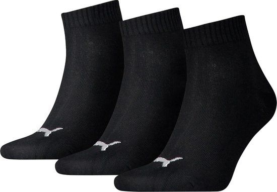Puma - Kids 3-Pack Quarter Sokken Zwart - 23-26