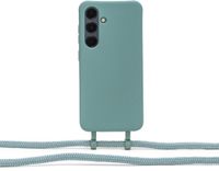Coverzs Silicone case met koord - Telefoonhoesje met koord - Backcover hoesje met koord - touwtje - geschikt voor Samsung Galaxy S24 - Donkergroen