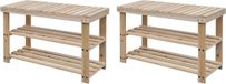 vidaXL Schoenenrekken met bank 2 st massief hout bruin