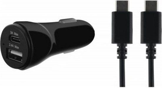 Bigben Connected Autolader - Met USB-C naar USB-C Kabel, Zwart