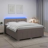 vidaXL Boxspringbed met matras, taupekleurig, 160 x 200 cm, met stoffen bekleding