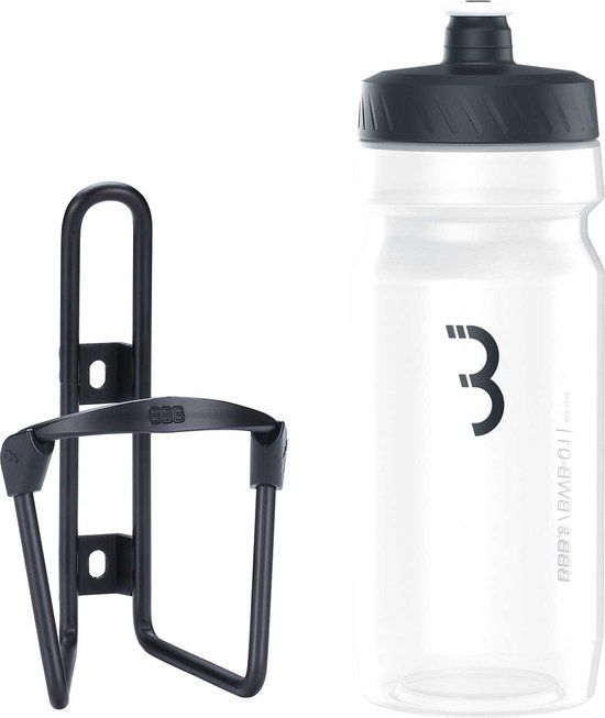 BBB Cycling FuelTank - Aluminium Bidonhouder met Bidon - 550ml - Mat Zwart / Transparant