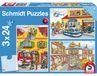 Puzzel Brandweer en politie - 3 x 24 stukjes - Vanaf 3 jaar