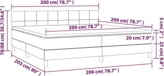 vidaXL Boxspring met matras stof blauw 200x200 cm