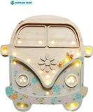 Little Lights Volkswagen Bus Flower Power Nachtlamp Kinderlamp Hout Groen Gebloemd