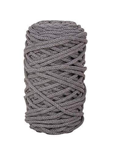 Rayher 42010558 Braidy Recycling garen, gevlochten, 4 mm, steengrijs, (250 g, bol 60 m, normaal