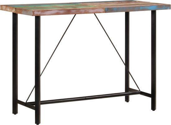 vidaXL Bartafel 150x70x107 cm massief gerecycled hout en ijzer