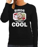 Bellatio Decorations Shoppartners Bv Dieren vogels sweater zwart dames - birds are serious cool trui - cadeau sweater pestvogel/ vogels liefhebber XL