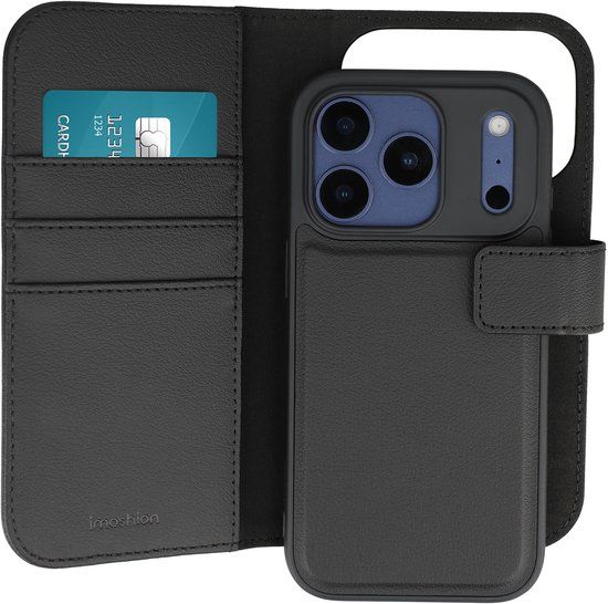 imoshion Hoesje - Geschikt voor Apple iPhone 17 Pro - Uitneembare 2-in-1 Luxe Bookcase - Zwart