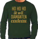 Bellatio Decorations Foute kersttrui/sweater voor heren - Hohoho diamanten cadeau - groen - glitter goud M