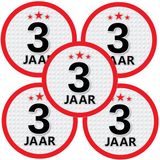 Bellatio Decorations 3 jaar leeftijd sticker - 10x - rond - Dia 15 cm - 3 jaar verjaardag - jubileum - leeftijd versiering