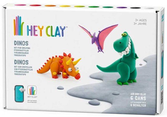 Hey Tomy Hey Clay Dinosaurussen Medium Boetseerset - 6 stuks