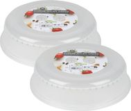 Urban Living Couvercle de micro-ondes - 2x - transparent - plastique - D26,5 x H7 cm