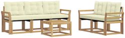 vidaXL - Bank loungeset - 5 zitplekken - Wit en crème - Acacia hout