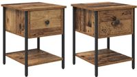 vidaXL Nachtkastje - Set van 2 - Bewerkt Hout - Oudhout - 34 x 35,5 x 45 cm