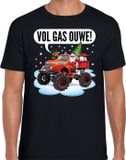 Bellatio Decorations Shoppartners Bv Fout Kerst shirt / t-shirt - Santa op monstertruck / truck - vol gas ouwe zwart voor heren - kerstkleding / kerst outfit S