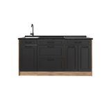 Vicco Keukenblok R-Line, Antraciet landelijk/Goudkleurig Eiken, 160 cm zonder werkblad