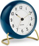 Arne Jacobsen Station Table Clock Wekker Petroleum Blauw - Ø 11 cm
