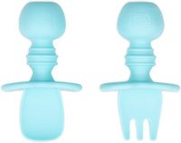 Bumkins - Chewtensils® Siliconen Baby Lepel en Vork - Blauw
