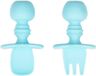 Bumkins - Chewtensils® Siliconen Baby Lepel en Vork - Blauw