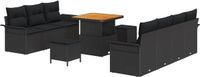 vidaXL Tuinbank - Set - 10 - st - Zwart - poly - rattan