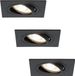 HOFTRONIC Mallorca - 3x Vierkante Inbouwspot - Zwart - LED - 5W - 4000K Neutraal Wit - Dimbaar - Kantelbaar