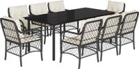 vidaXL Ensemble de jardin 9 pièces polyrattan noir