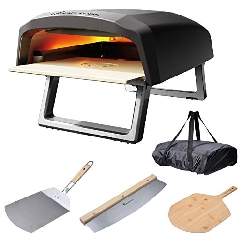 MasterPro Pizza Oven | Pizzaoven | draagbare gaskachel set met snelkoken tot 500 ° C | incl. schep, snijder en pizzaplank | Pizza-klaar in 60 seconden