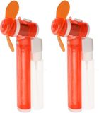 Merkloos Set van 2x stuks zak ventilator/waaier oranje met water verstuiver - Mini hand ventilators van 16 cm