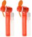 Merkloos Set van 2x stuks zak ventilator/waaier oranje met water verstuiver - Mini hand ventilators van 16 cm