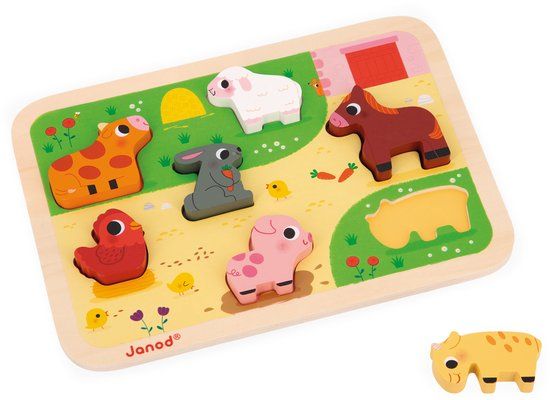 Janod - Chunky puzzel - Op de boerderij