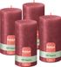 Bolsius - Rustieke kaars Shimmer - 4 Stuks - Metallic Rood - 13cm - 60 Branduren