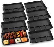 Hit Trading B.V. 8x assiettes à fondue/gourmet/barbecue - noir - 24 x 24 cm - 5 compartiments - porcelaine