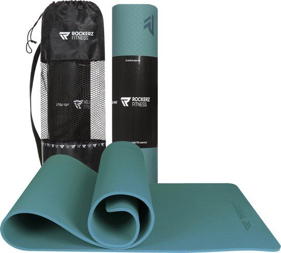 Rockerz Deluxe Yoga Mat - 6mm Thick, Anti-Slip, Eco-Friendly TPE - Petrol