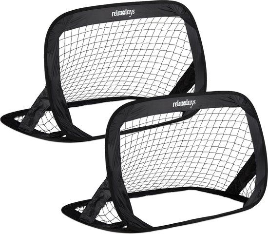 Relaxdays Pop-up Voetbaldoeltjes - Set van 2 - Opvouwbaar - Kinderen - 77 x 122 cm