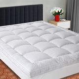 SOPAT Extra dikke matrastopper, kingsize, 400TC katoenen kussen, top, ademende matrasbeschermer, met 20,3-55,9 cm diepe zak, alternatieve vulling matrashoes (180 x 217 cm, wit)