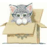 Heritage Kat in een doos, Kruissteek Kit Aida 14 Draden/cm²