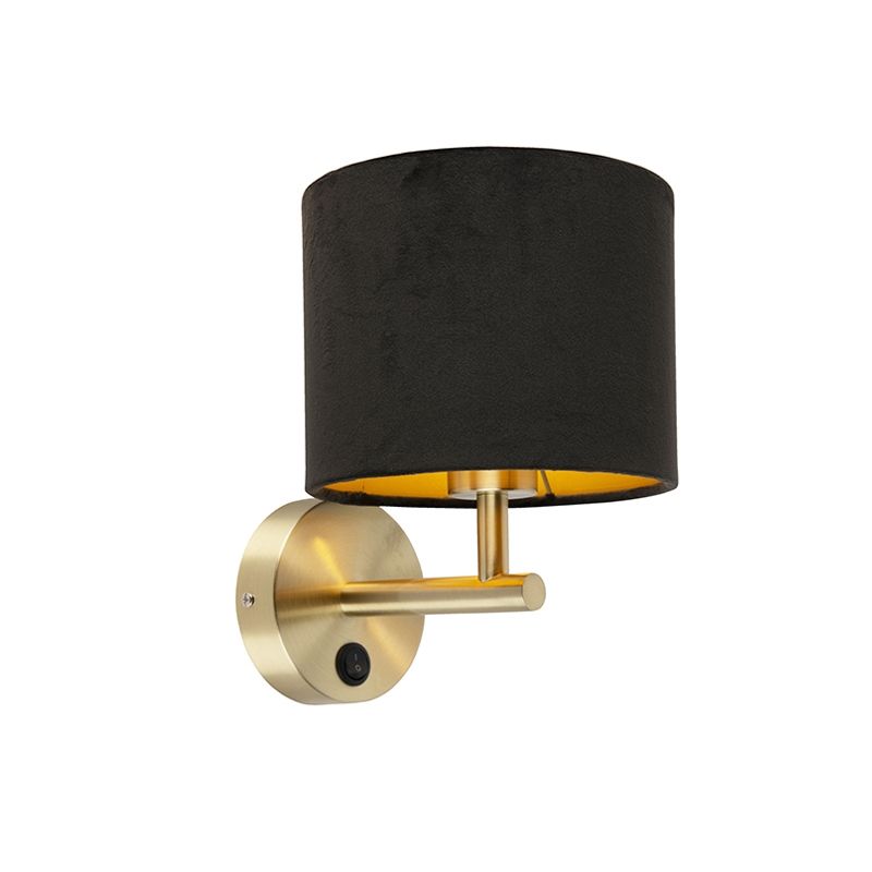 QAZQA Wandlamp 1 lichts D 225 mm Zwart | Metaal