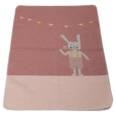 DaviDFussenegger Baby deken met gebreide konijnenrouge 70 x 90 cm - Rood