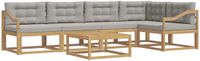 vidaXL - Buiten - bank - set - 6 - st - Wit - en - Lichtgrijs - Polyester