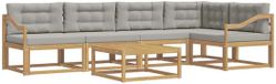 vidaXL - Buiten - bank - set - 6 - st - Wit - en - Lichtgrijs - Polyester