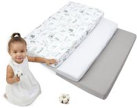 Medi Partners 3-delige hoeslakenset voor babybed, 60 x 120 cm, 100% katoen, beddengoed voor baby's, matras, kinderslaapzak, babybed (oceaan-wit-grijs)