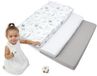 Medi Partners 3-delige hoeslakenset voor babybed, 60 x 120 cm, 100% katoen, beddengoed voor baby's, matras, kinderslaapzak, babybed (oceaan-wit-grijs)